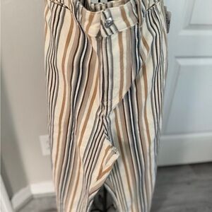 Free People Striped Boot Cut Pants in Cream, Tan & Black